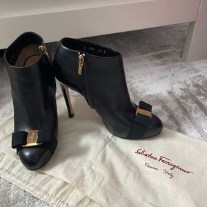 Salvatore Ferragamo Leather Bootie | Royal Vara Bow